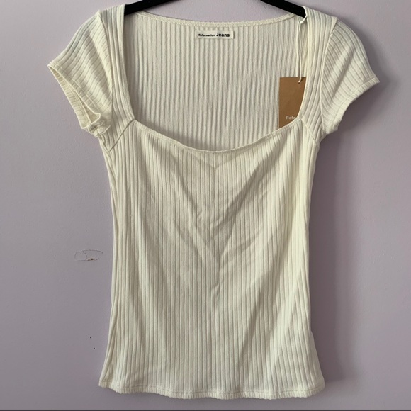 Reformation Bardot Top Ivory Sz XS - Picture 9 of 15